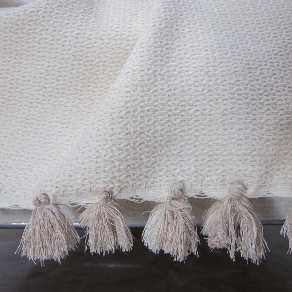 Plaid coton beige lin 160x250 — vue 4