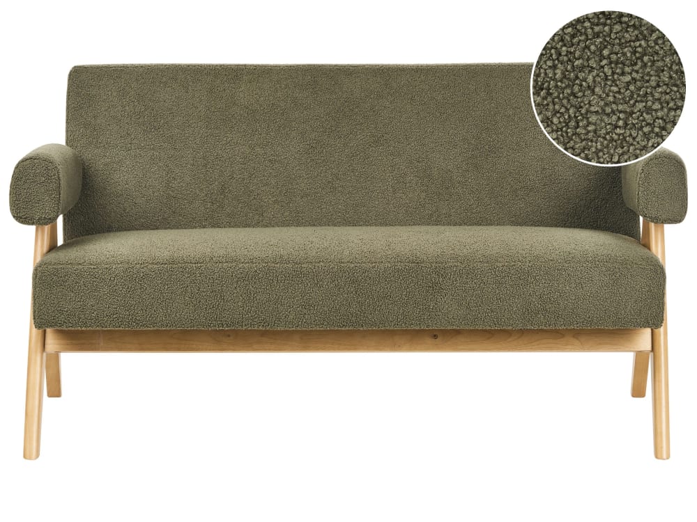 Beliani 2-Sitzer Sofa 2 Personen aus Bouclé, grün style vintage - Stoff