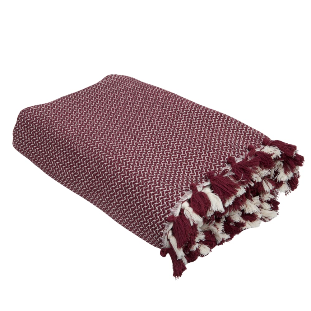 Febronie Plaid aus Baumwolle bordeaux style classic chic Rot Öko-Tex Zertifikat Baumwolle