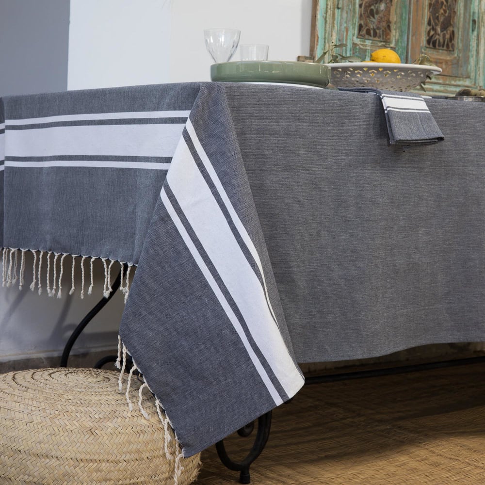 Nappe coton 180x350 bleu jean — vue 3