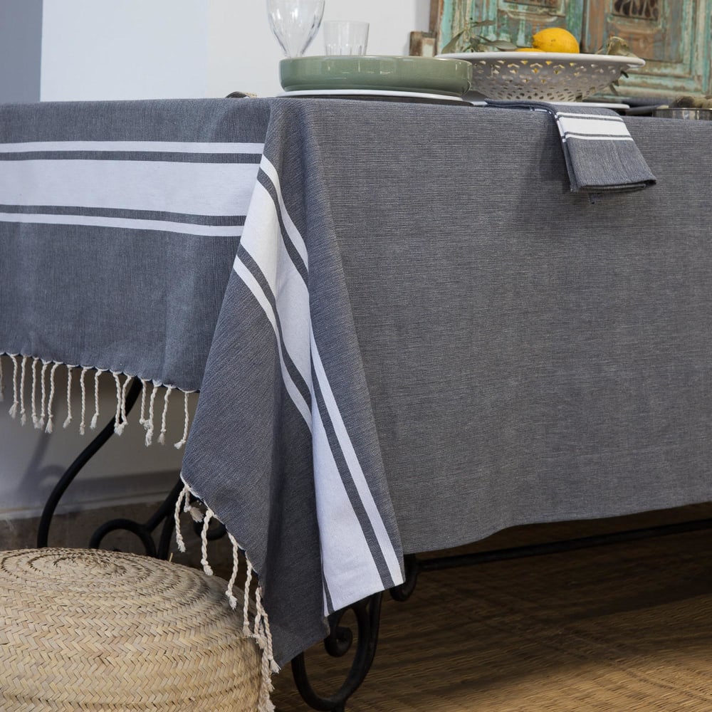 Nappe coton 180x350 bleu jean — vue 4