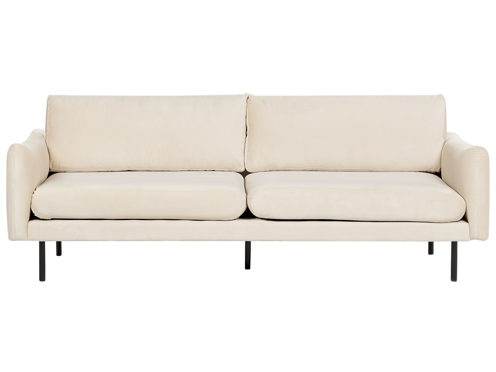 Canapé 3 places 3 personnes en velours beige