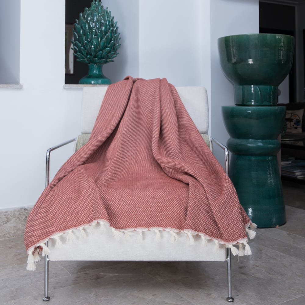 Plaid aus Baumwolle ziegelfarben - Maisons Du Monde