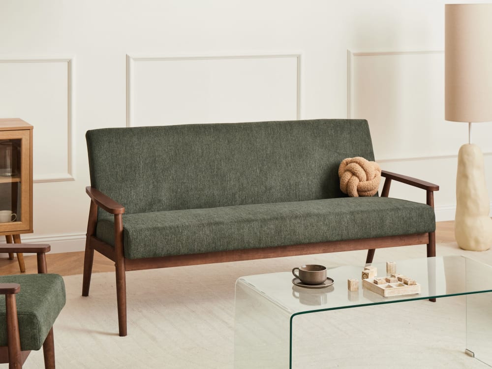 3-Sitzer Sofa 3 Personen aus Stoff, grün - Maisons Du Monde