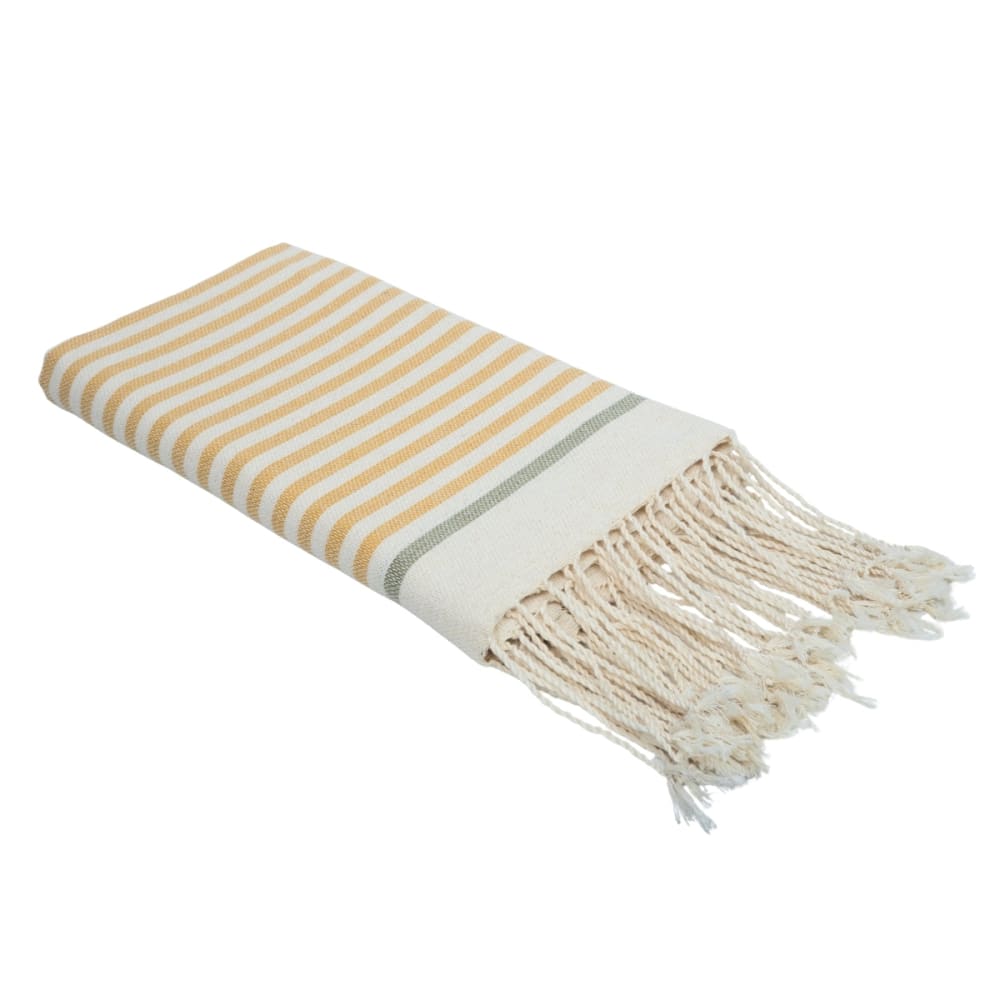 Fouta coton 100x200 jaune moutarde & tilleul