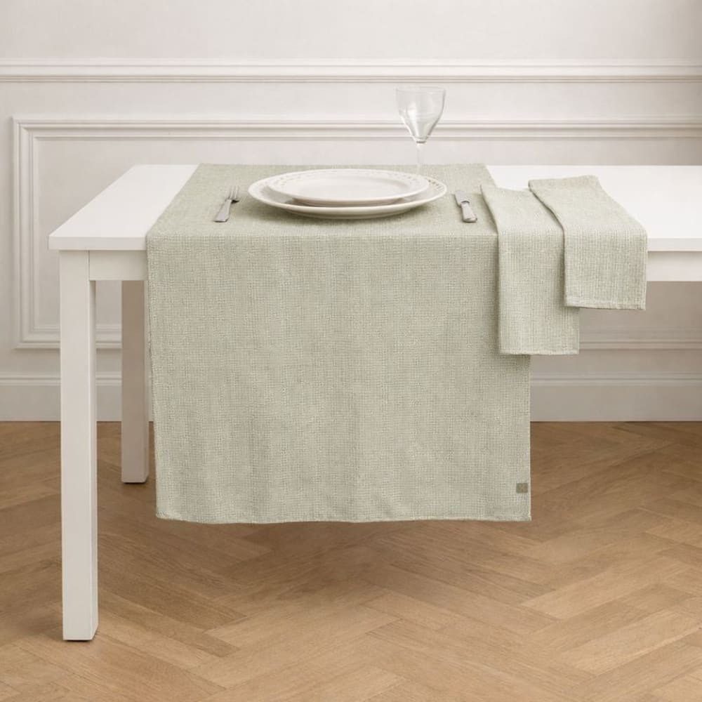 Chemin de table coton lavé 50x150 vert olive