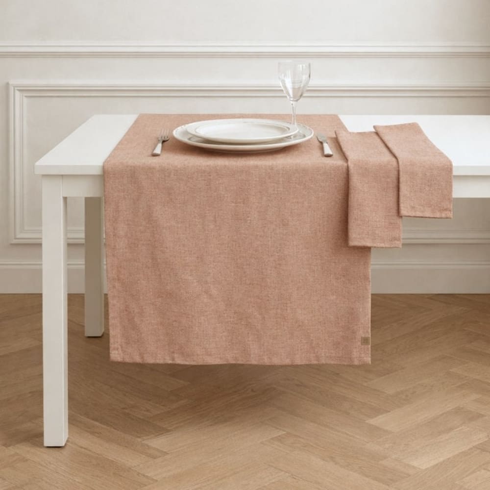 Chemin de table coton lavé 50x150 rouge tomette