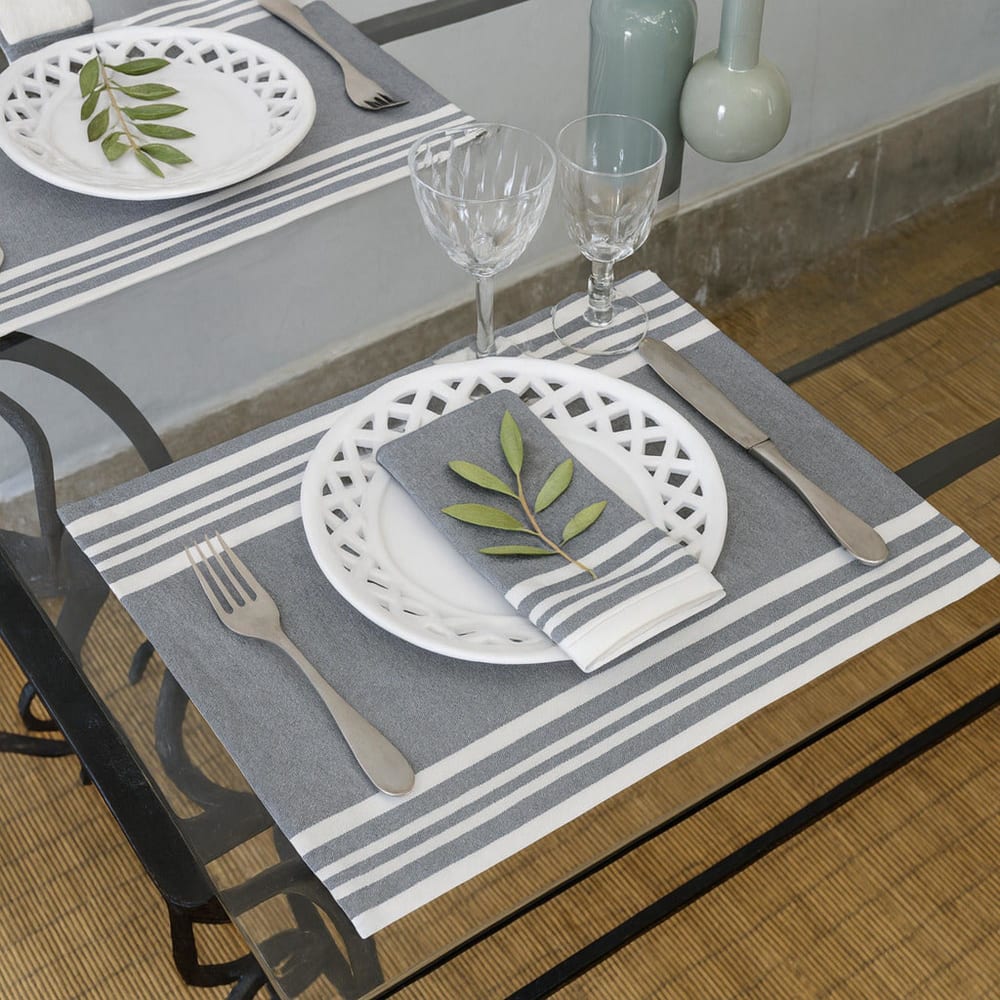 Set de table (x4) coton gris moyen 35x50 - Maisons du Monde