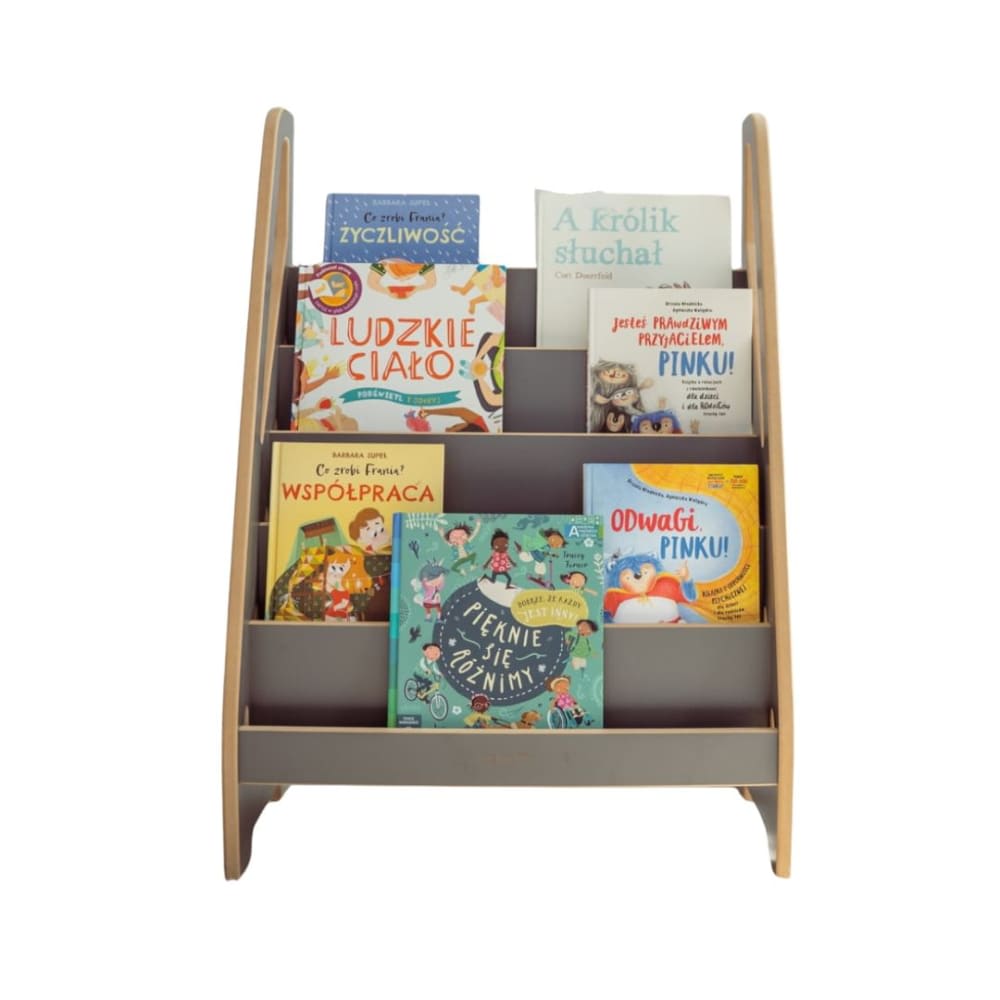 Bibliothèque Montessori mini pour enfant en bois gris