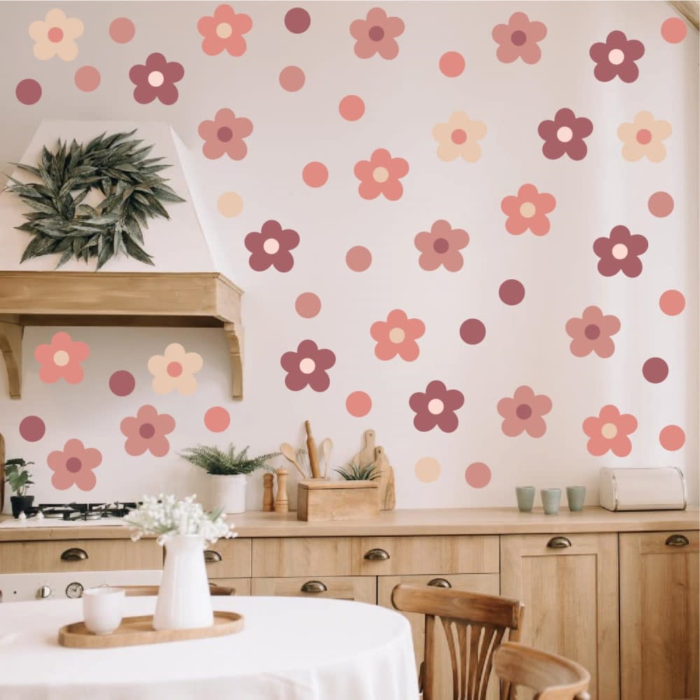 Wandsticker fürs Kinderzimmer mit rosa Blumenmotiv - Maisons Du