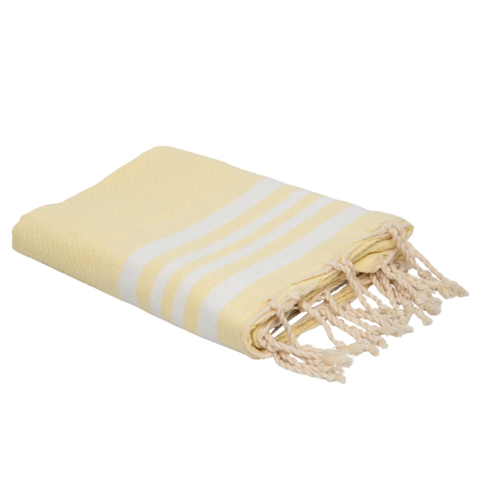 Fouta nid d'abeille coton 100x200 jaune pâle