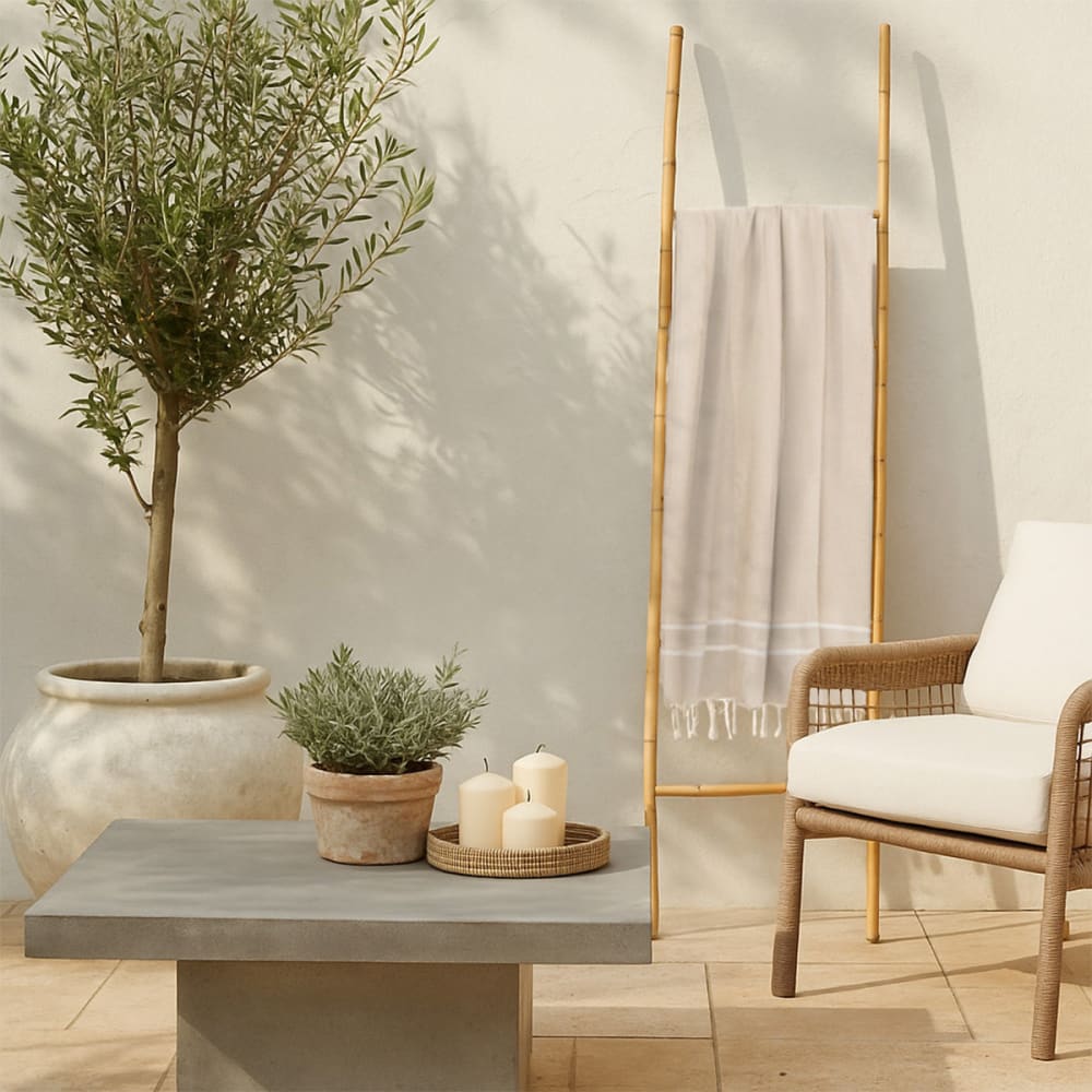 Fouta jacquard coton 100x200 beige lin — vue 4