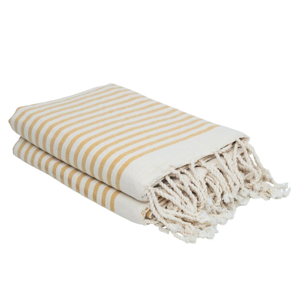 Lot de 2 foutas coton 100x200 jaune moutarde