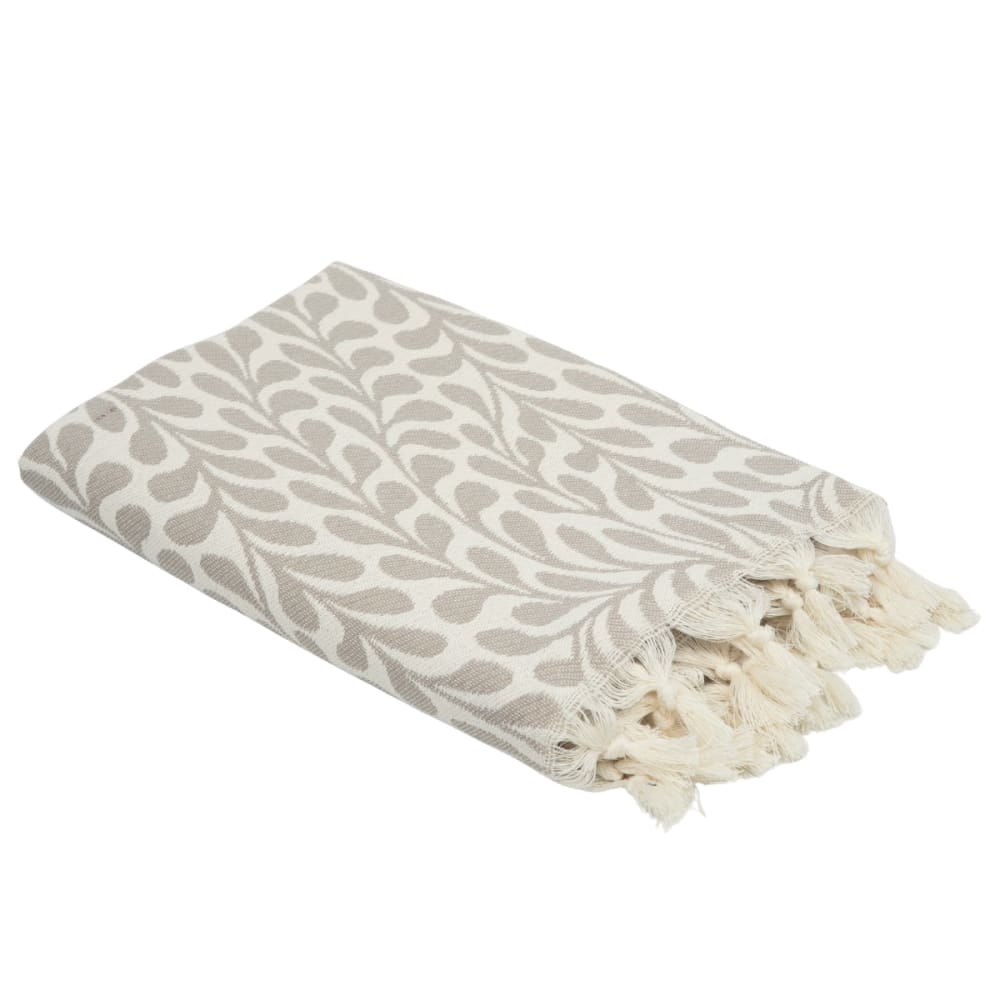 Fouta jacquard coton 100x200 taupe clair