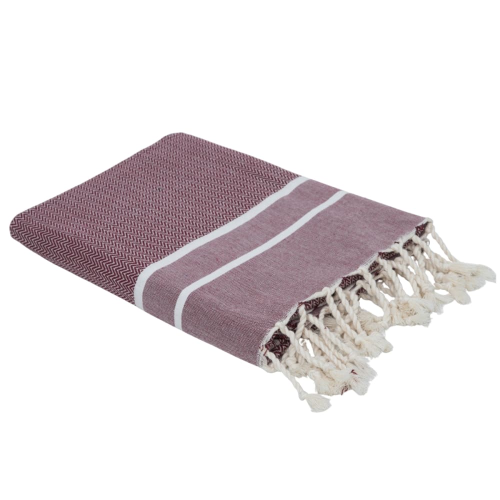 Fouta jacquard coton 100x200 bordeaux
