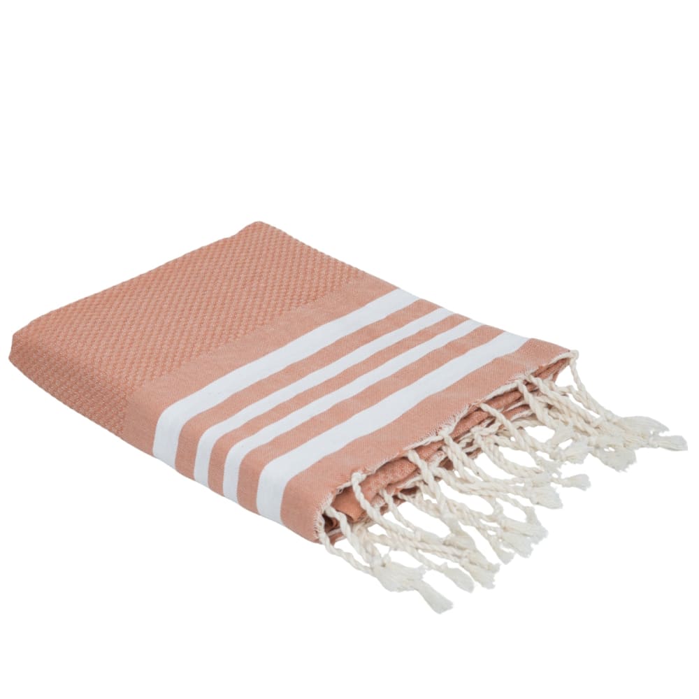 Fouta nid d'abeille coton 100x200 rose argile