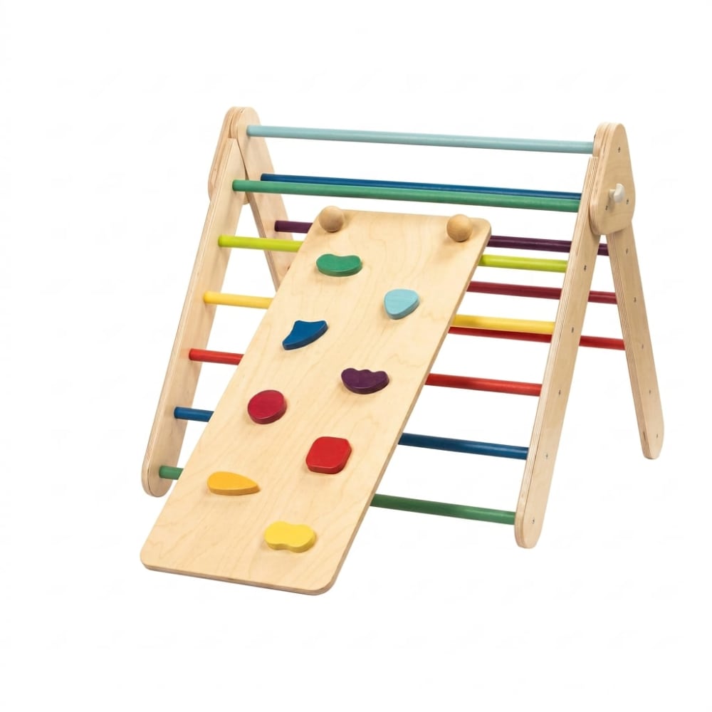 Ensemble triangle Pikler mur et rampe pour enfant en bois multicolore (LEG&GO) - Couverture