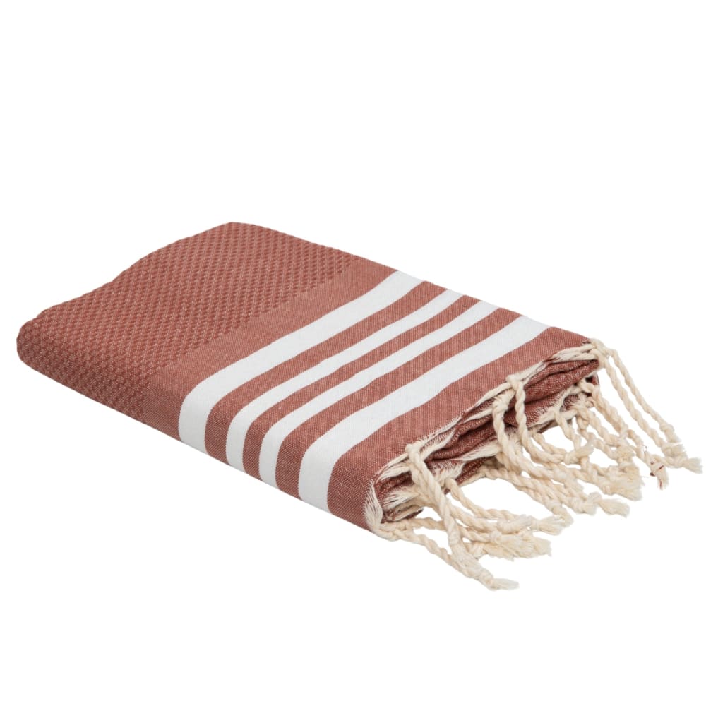 Fouta nid d'abeille coton 100x200 rouge tomette