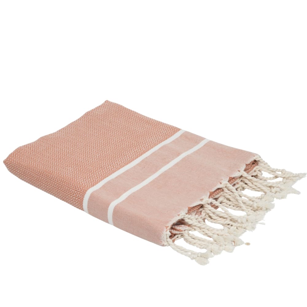 Fouta jacquard coton 100x200 rose argile