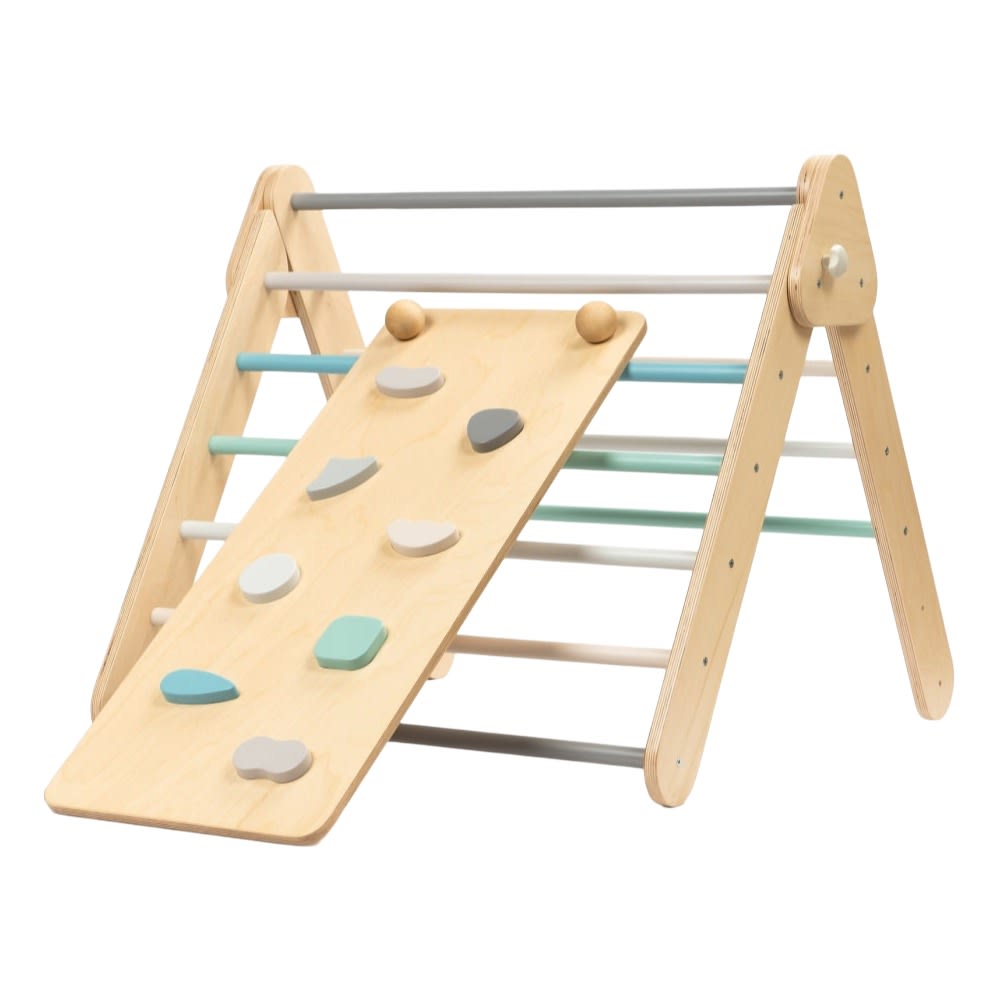 Ensemble triangle Pikler mur et rampe pour enfant en bois pastel (LEG&GO) - Couverture