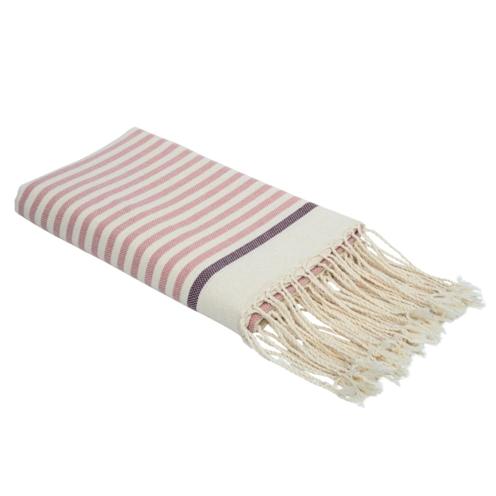 Fouta coton 100x200 rose poudré & prune