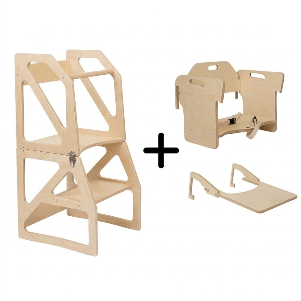 Tour d'apprentissage montessori 4-en-1 pour enfant en bois