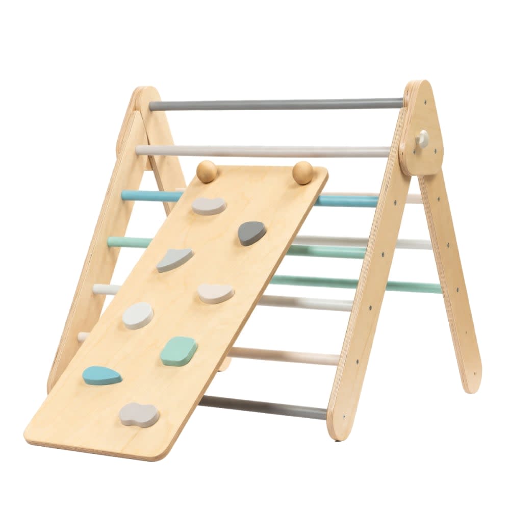 Leg&go Set Pikler-Dreieck, Wand und Rampe für Kinder aus Holz Beige Holz
