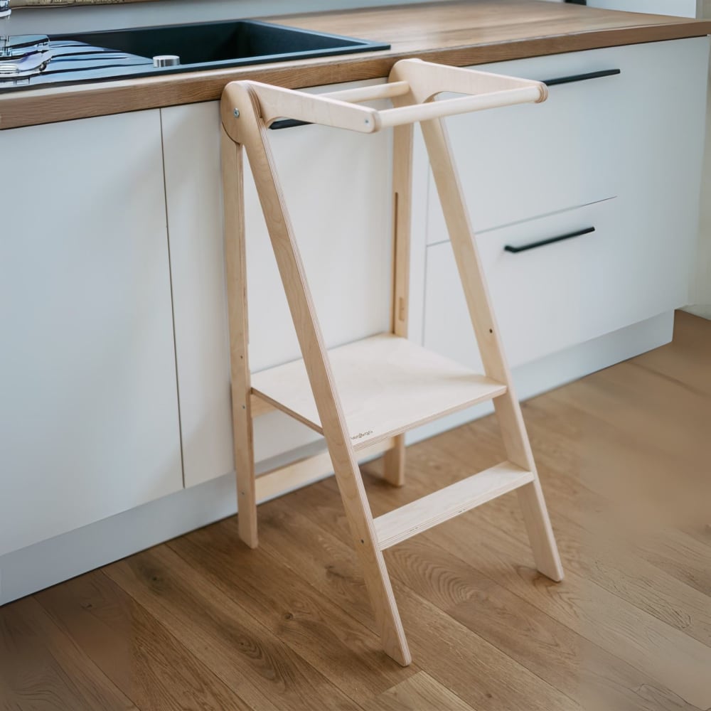 Klappbarer Montessori-Lernturm für Kinder aus Holz - Maisons Du