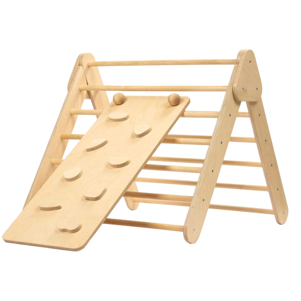 Leg&go Set Pikler-Dreieck und Rampe für Kinder aus Holz Braun Holz