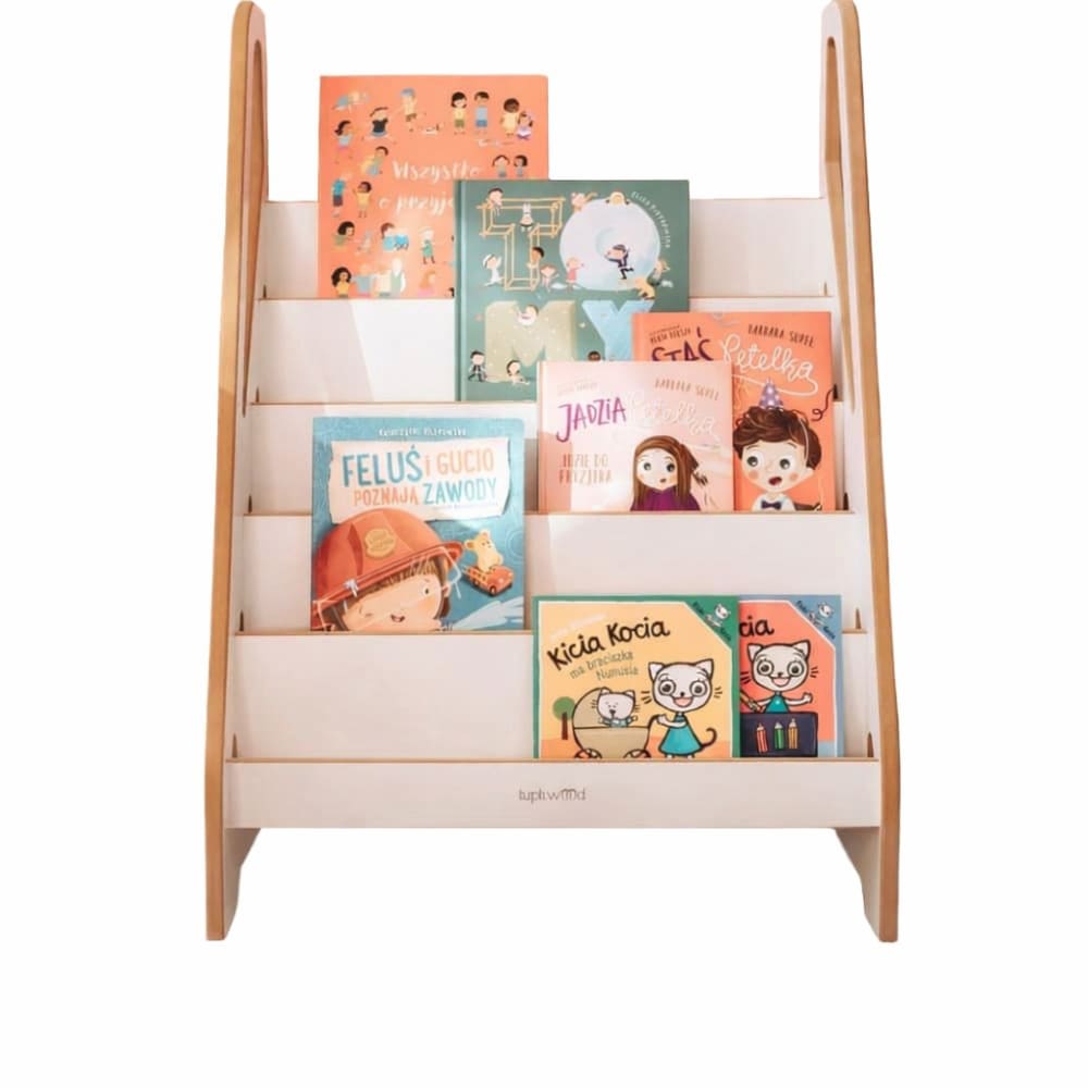 Tupti.wood Montessori-Bücherregal Mini für Kinder aus Holz in WEISS HOLZ Kinder