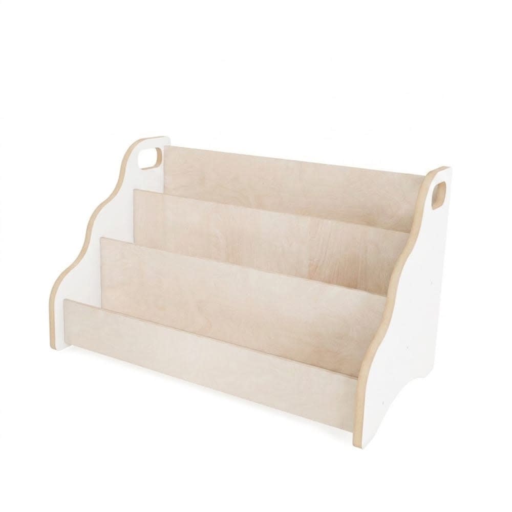 Caisse à livre montessori 52×25×64 cm bois naturel blanc/bois
