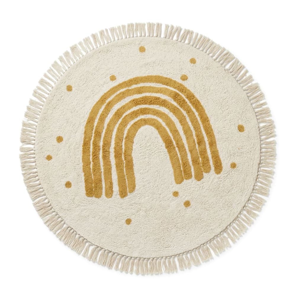 Tapis arc-en-ciel style bohème pour enfant en coton et lin arc-en-ciel