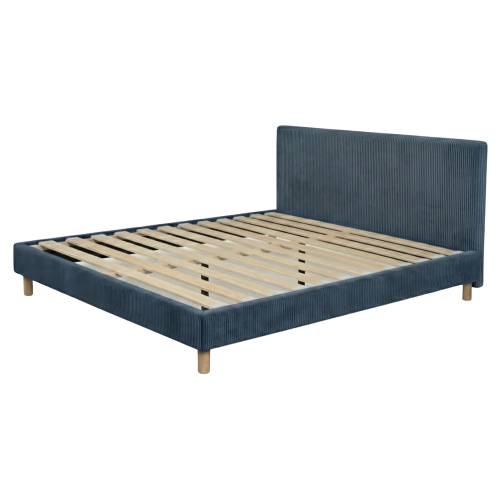 Lit bleu nuit avec tête