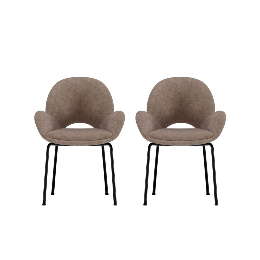 Venture Home 2er-Set Esszimmerstühle Florensa aus Samt, Braun Braun Stoff
