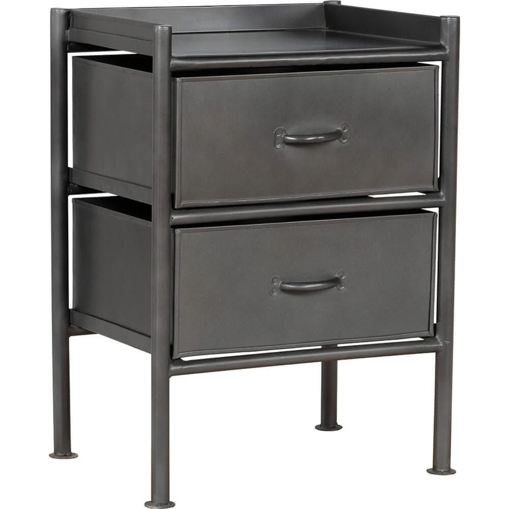 Trademark Living Kommode Saga aus Eisen mit 2 Schubladen, Grau Grau Metall