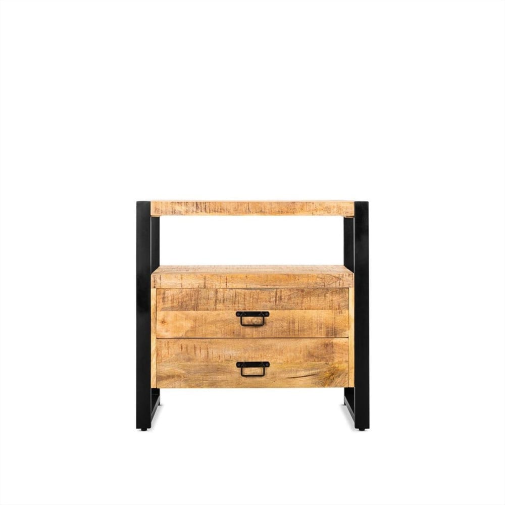 Benoa Kommode mit 2 Schubladen aus Mangoholz, Hellbraun - -