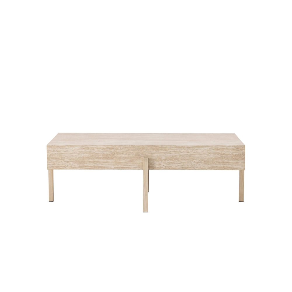 Vind Couchtisch Vadholmen 120cm in Travertin-Optik, beige - Spanplatte