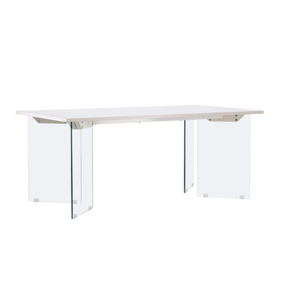 Venture Home Esstisch Ester 180cm mit Glasfüßen, Weiß Weiß Glas
