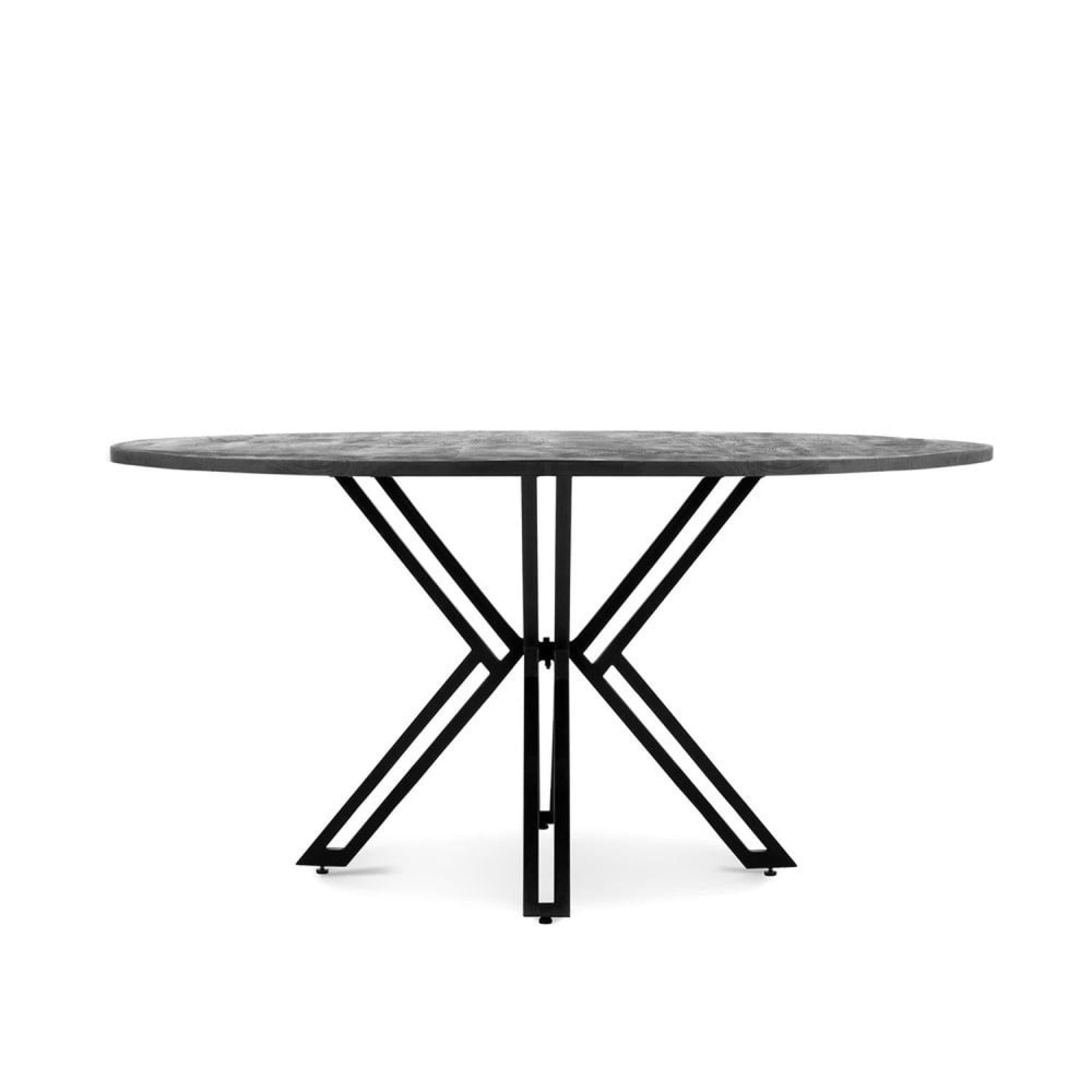 Benoa Esstisch Yana aus Mangoholz Ø140cm, Schwarz Schwarz