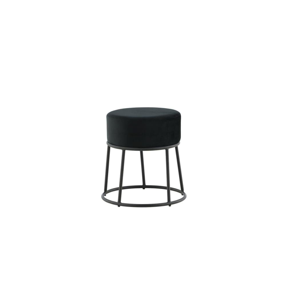 Venture Home Pouf Petra Ø46cm aus Samt, Schwarz Schwarz Stoff