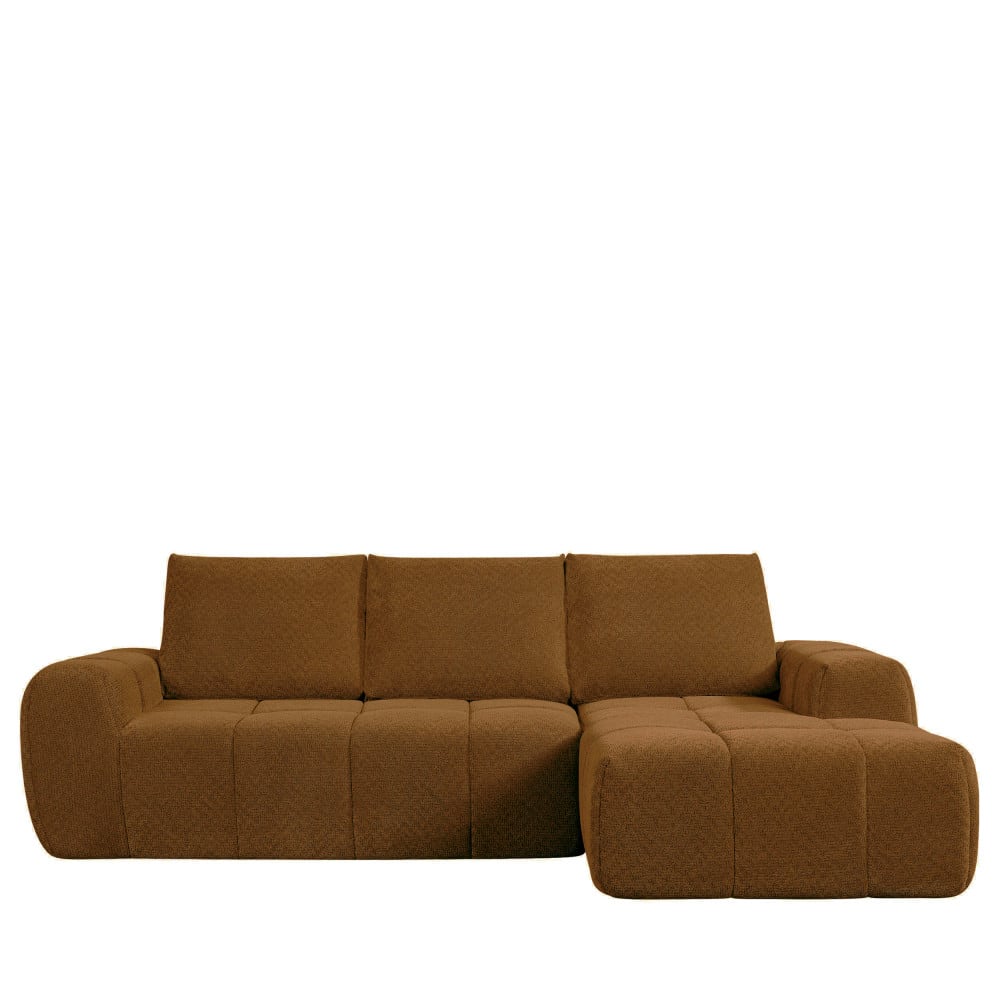 Canapé d'angle droit compressé 3,5 places en tissu - Bronze
