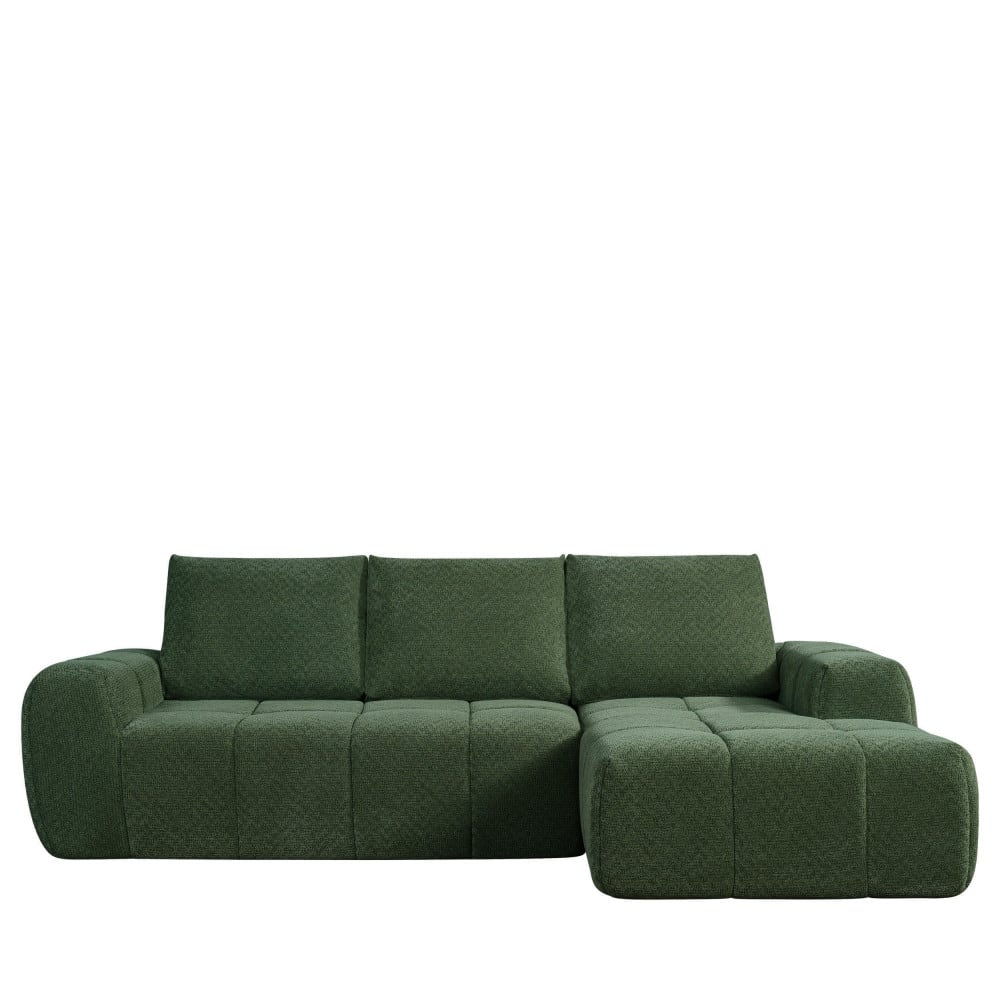 Canapé d'angle droit compressé 3,5 places en tissu - Vert