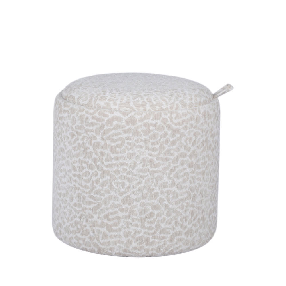 Pouf avec rangement imprimé léopard convertible en table ø40cm beige