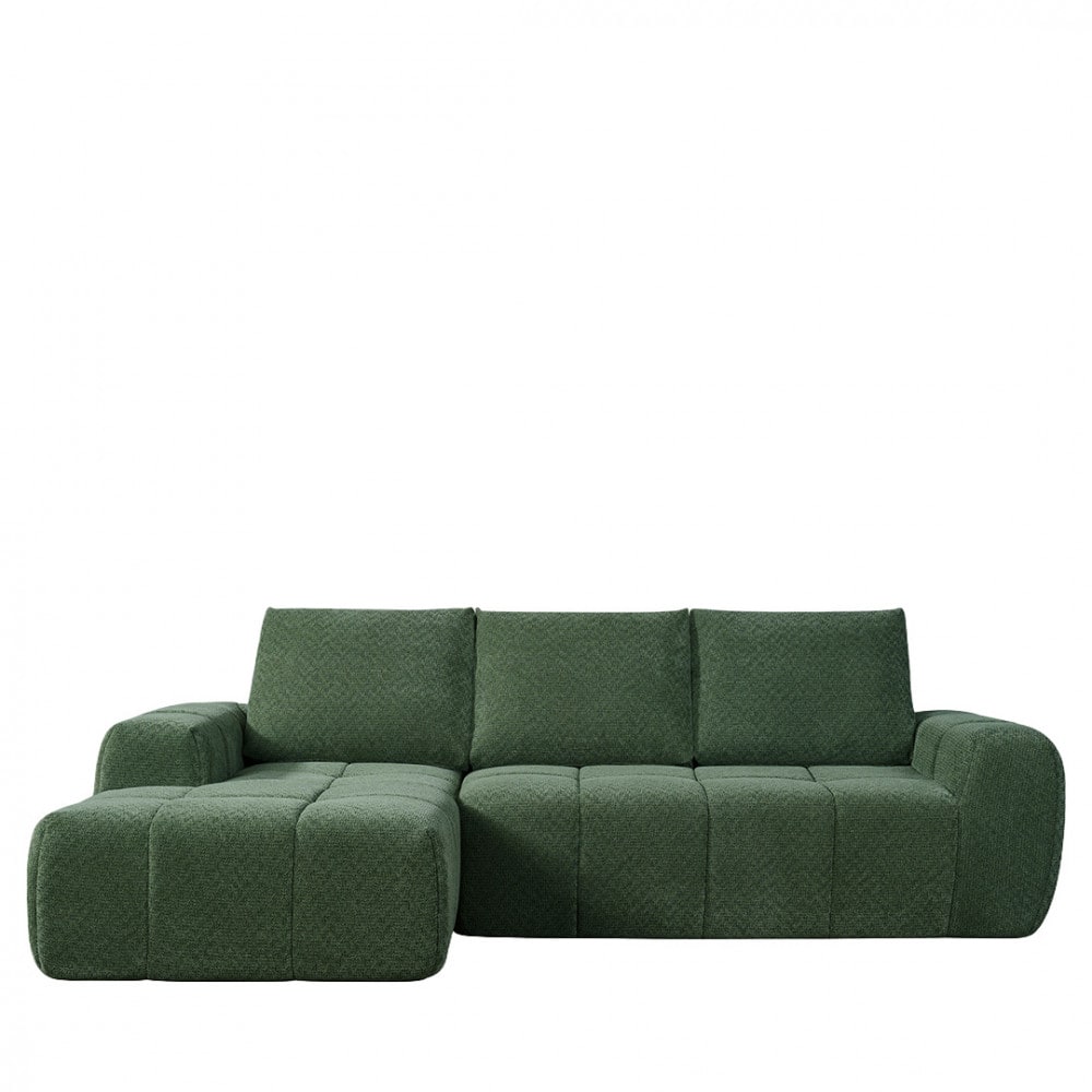 Canapé d'angle gauche compressé 3,5 places en tissu - Vert