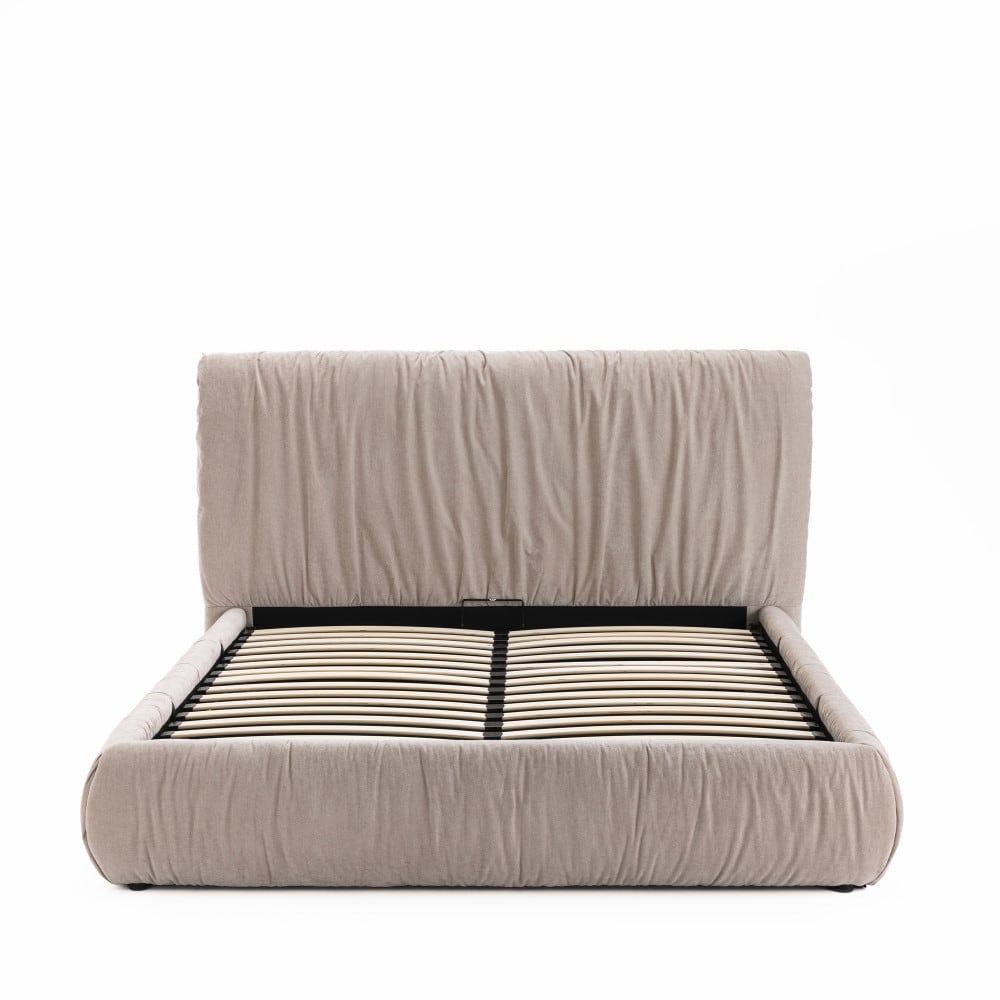 Lit coffre en tissu 160x200cm - beige Lit coffre en tissu 160x200cm - beige