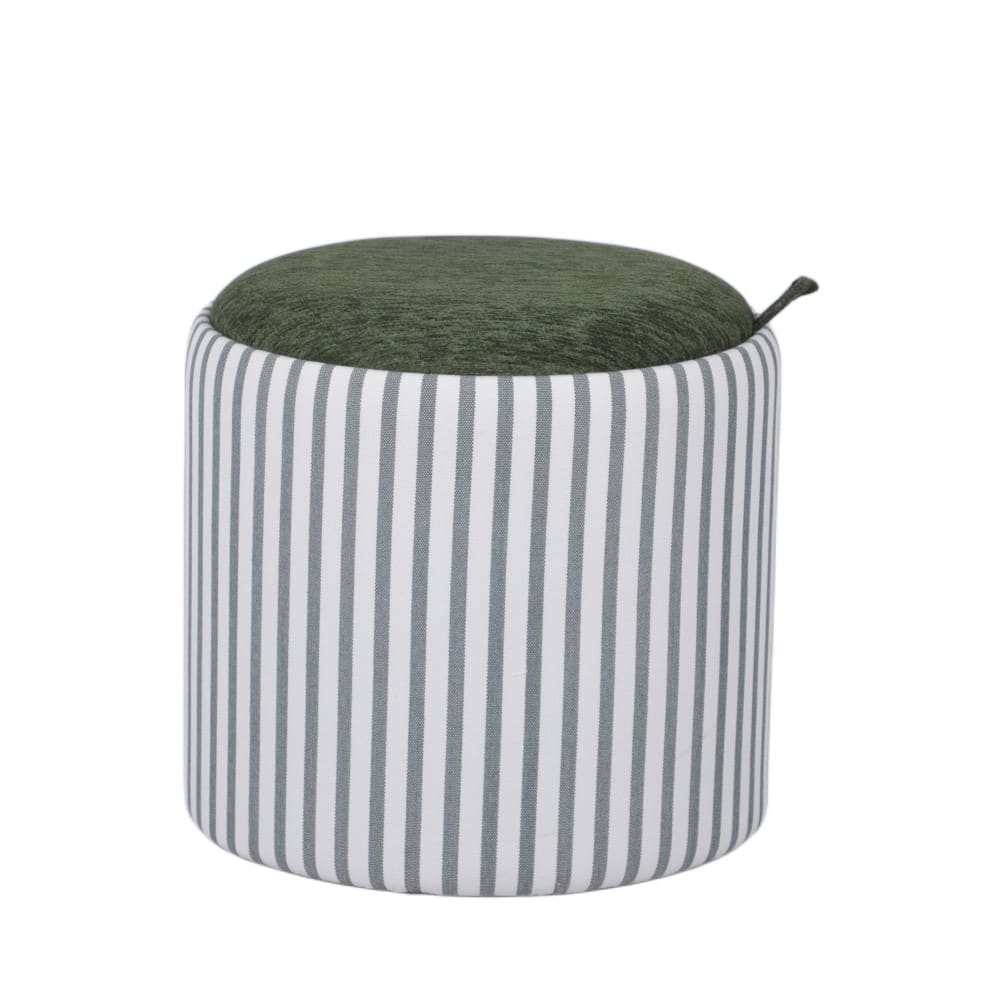 Pouf avec rangement à rayures convertible en table ø40cm - vert