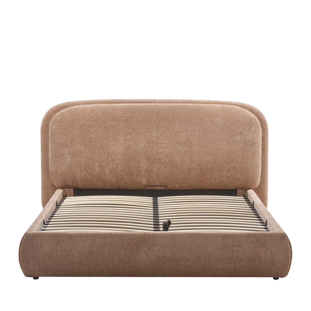 Lit coffre en tissu 160x200cm - marron Lit coffre en tissu 160x200cm - marron