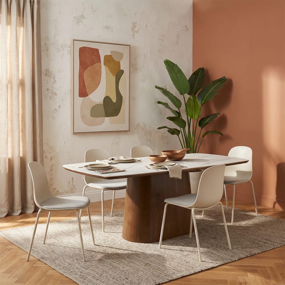 Lot de 2 chaises en tissu et métal pieds beige - beige
