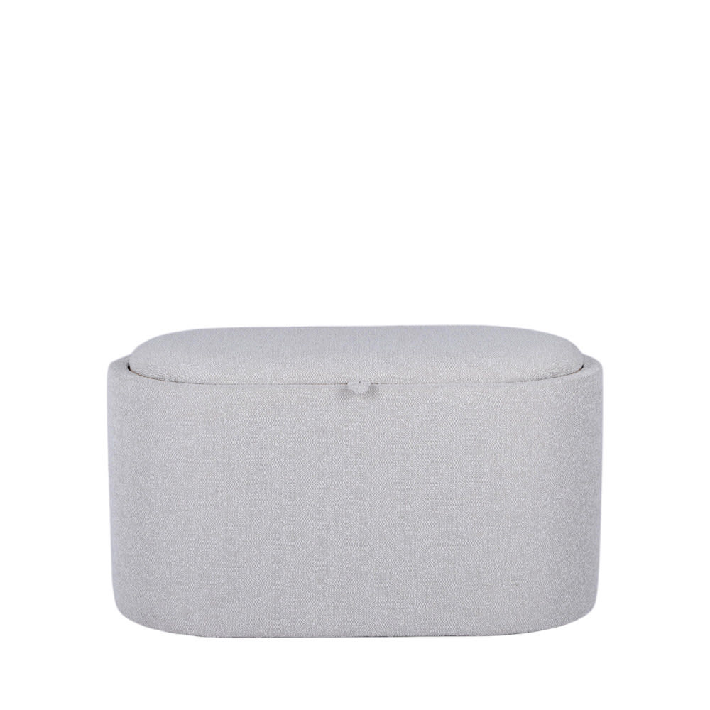 Banc coffre en tissu convertible en table basse L77cm - Beige chiné