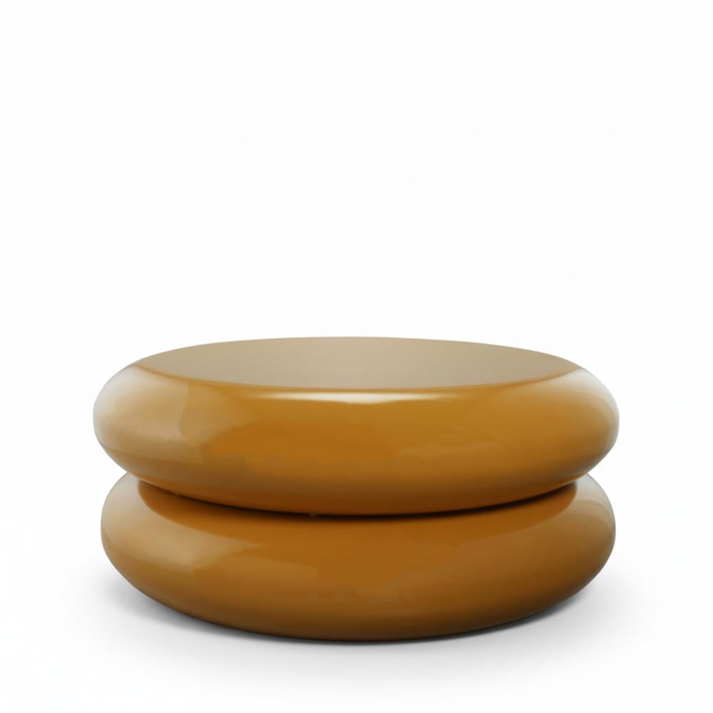 Table basse ronde en métal finition laqué H29ø68cm - Jaune moutarde